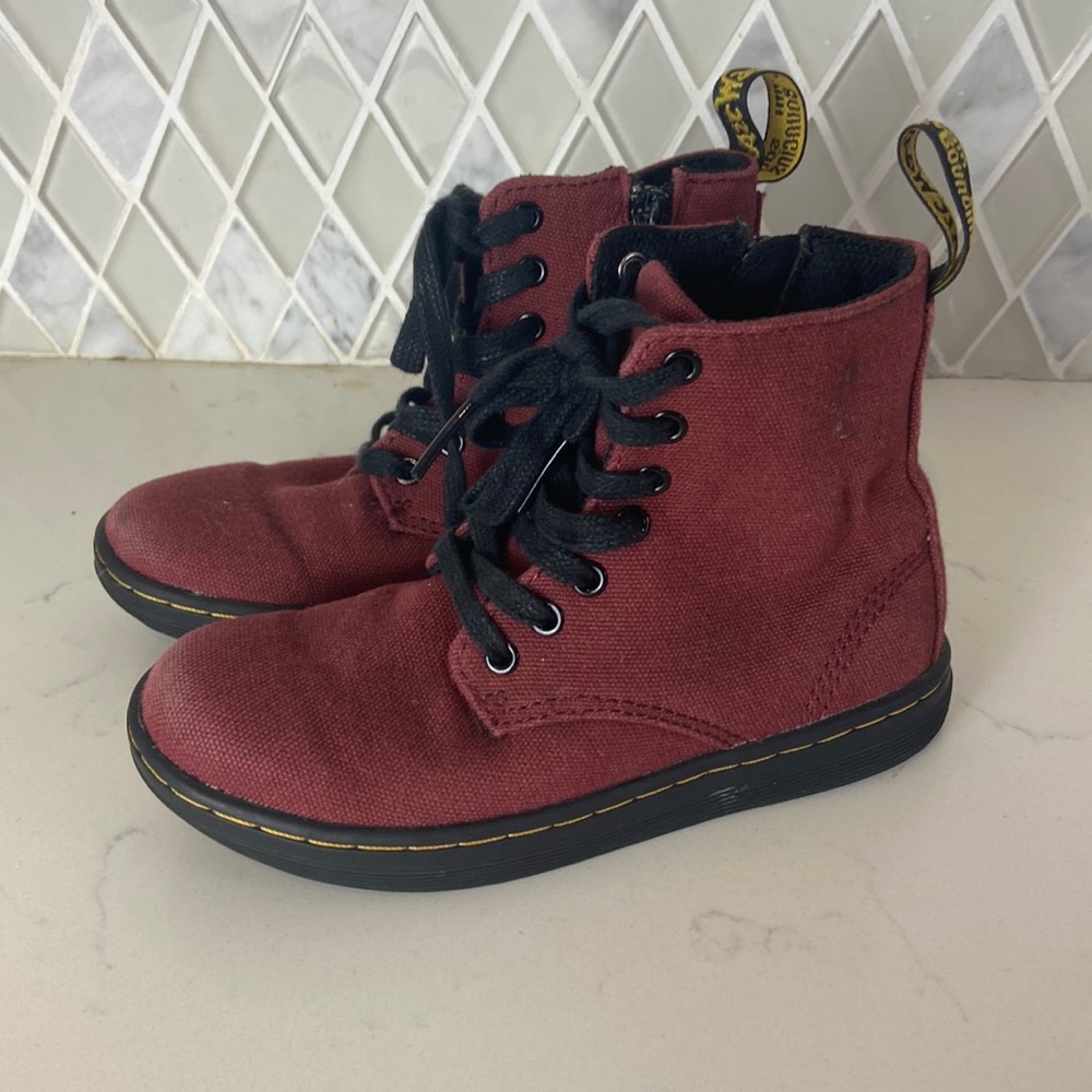 Dr. Martens Marley Maroon Canvas Booties Size 11